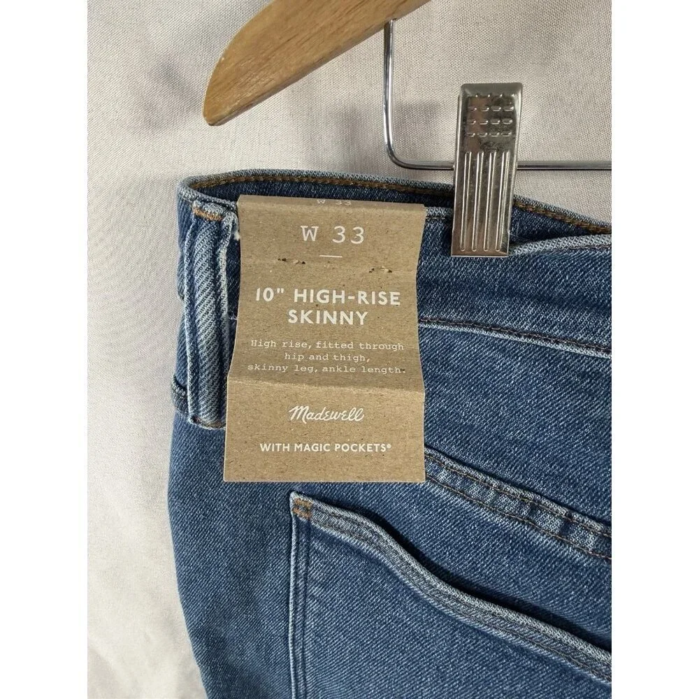 Madewell 10" High Rise Skinny Jeans Women's Size 33 Dark Wash Denim Stretch NWT - Picture 4 of 7